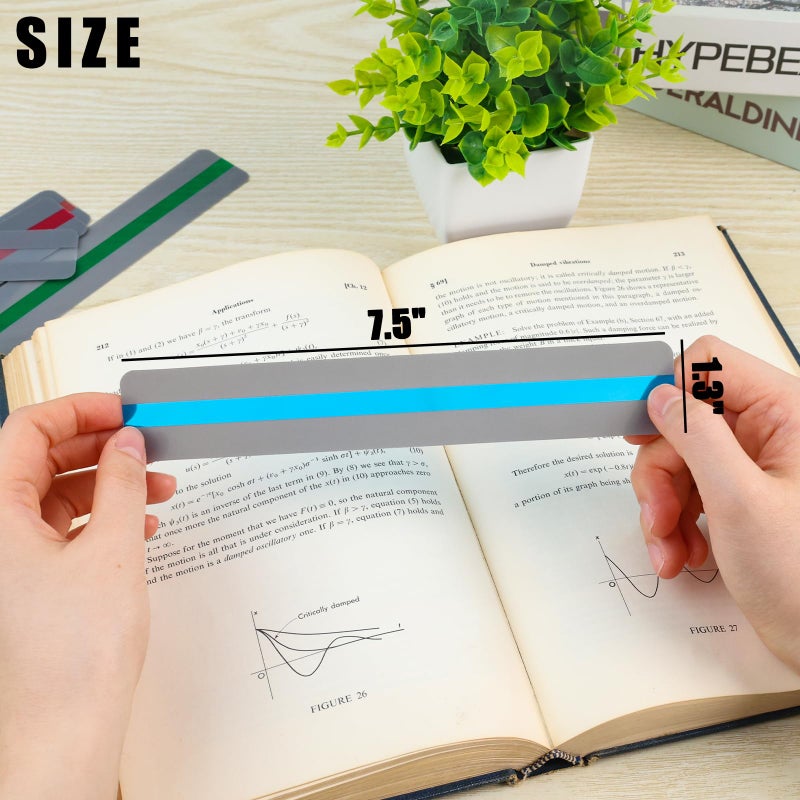Koogel 8PCS Reading Guide Strips, 7.5""  1.3"" Reading Ruler Reading Tracking Highlight Strips Colored Overlays Bookmark Assorted Colors Helps with Dyslexia for School Campus Office - Image 2